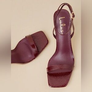 Lulu’s Patent Snake Square Toe Strappy Heels Size 10